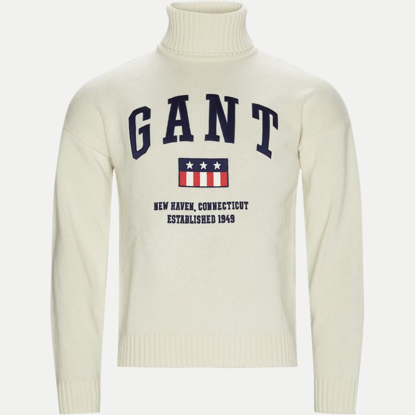 Gant Stickat D2 GANT TAG WOOL TURTLENECK 8070013 OFF WHITE